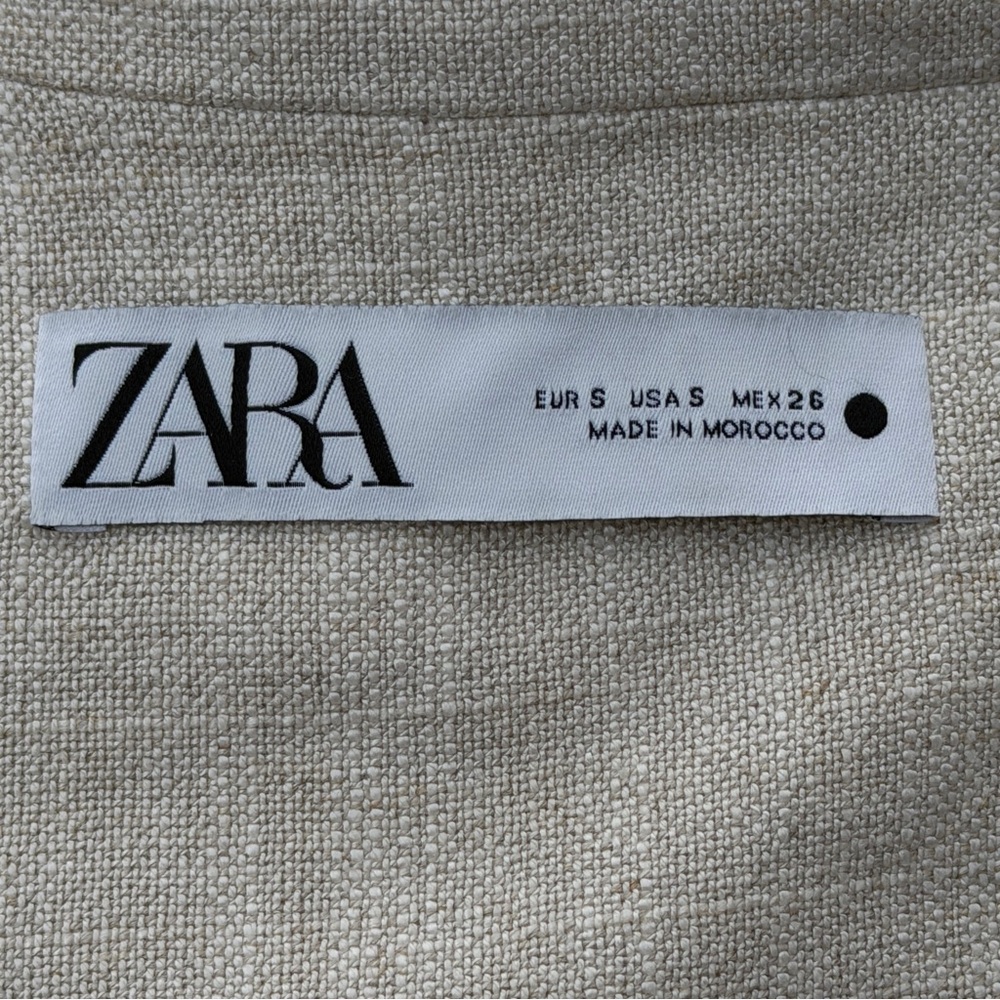 ZARA Linen Blend Bomber Jacket w/ Pockets Light Beige S/M Oversized Bloggers Fav - Picture 3 of 14